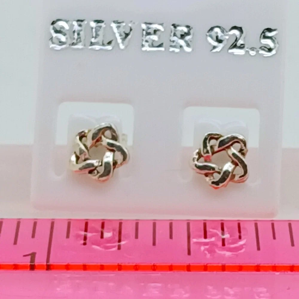 Sterling Silver 925 Celtic Knot Star Stud Earrings Interwoven Geometric Vintage - Picture 14 of 16